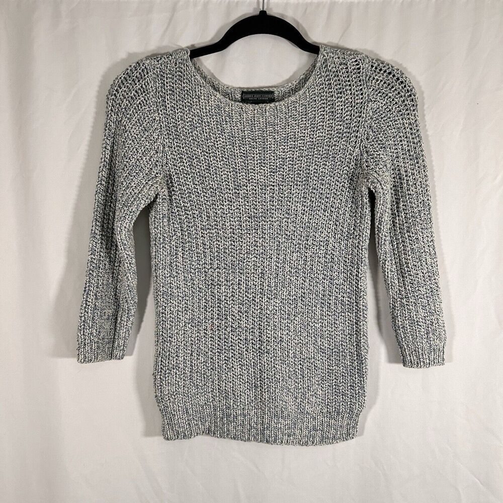 Lauren Jeans Company Sweater Women's Small White Blue Knit Round Neck Cotton
